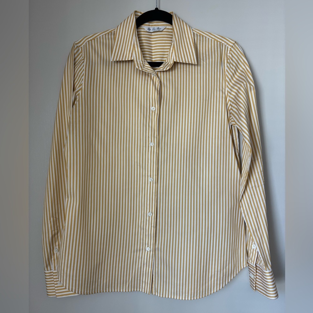 Loro Piana Yellow and White Striped Button Down Shirt
